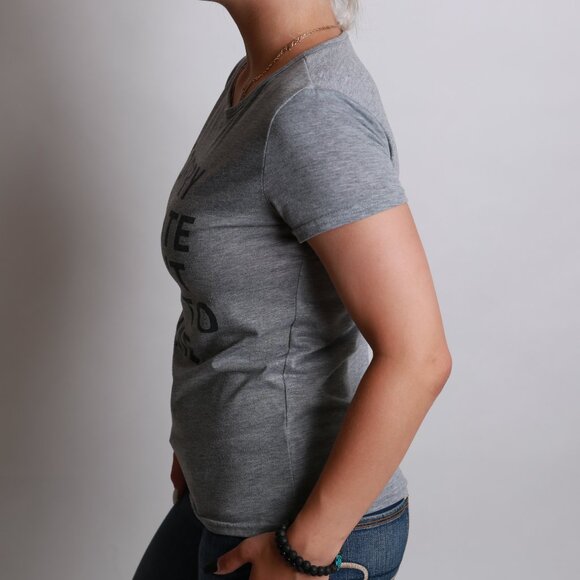 Sorry I'm Late I didn't want to come Gray Short Sleeve T-Shirt Small Women - Picture 3 of 4